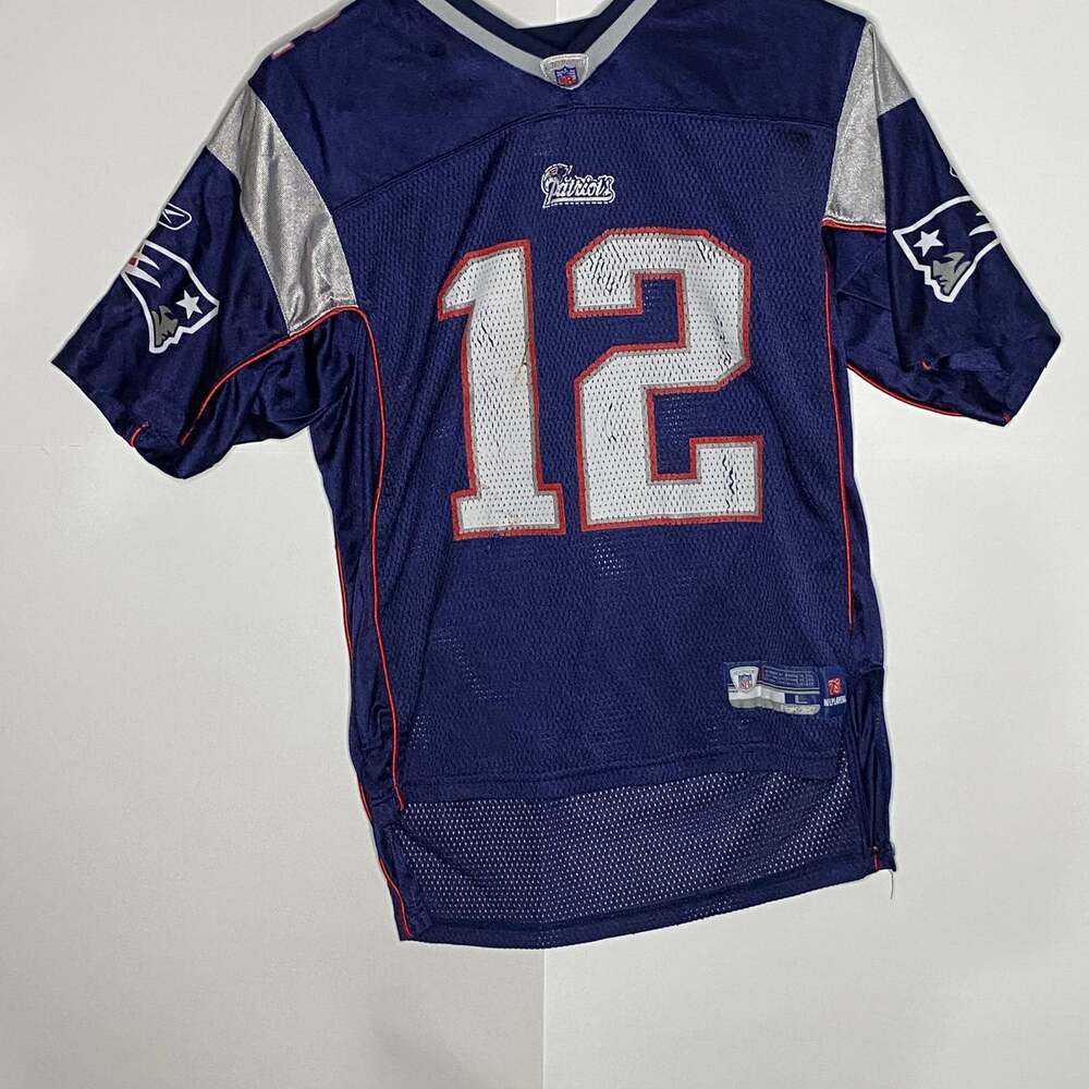 Vtg Tom Brady Jersey #12 New England Patriots NFL Football Youth XL 2000s Y2K